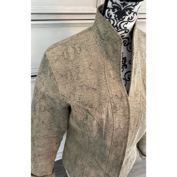 Vintage Women's Tan Leather Snakeskin Print Lined jacket Size M - Picture 3 of 11
